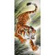 Мозаика стразами Тигр в траве, 30x60, полная выкладка, Алмазная живопись