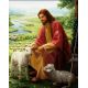 Мозаика стразами Христос Пастырь, 40x50, полная выкладка, Алмазная живопись
