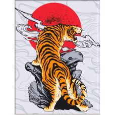 Мозаика стразами Японский тигр, 30x40, полная выкладка, Алмазная живопись