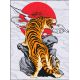 Мозаика стразами Японский тигр, 30x40, полная выкладка, Алмазная живопись