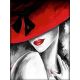 Мозаика стразами Красная шляпка, 30x40, полная выкладка, Алмазная живопись