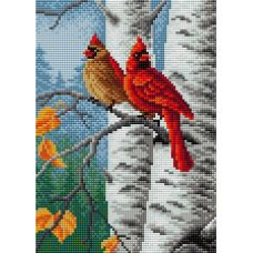 Алмазная мозаика на магнитной основе Осенние птицы, 20x28,5, полная выкладка, Вышиваем бисером