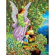Ткань для вышивания бисером Ангел и дети, 19x25, Каролинка