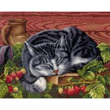 Набор для вышивания крестом Спящий кот, 22x28, МП-Студия