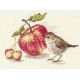 Набор для вышивания крестом Птичка и яблоко, 17x11, Алиса