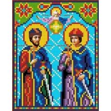 Ткань для вышивания бисером Святые Борис и Глеб, 13x16,5, Каролинка