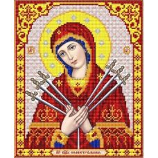 Ткань для вышивания бисером Пресвятая Богородица Семистрельная, 20x25, Благовест