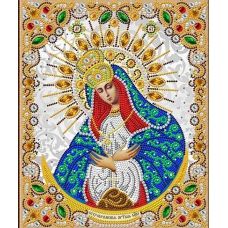 Ткань для вышивания бисером Пресвятая Богородица Остробрамкая в жемчуге и кристаллах, 20x25, Благовест