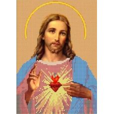 Ткань для вышивания бисером Святое Сердце Иисуса, 17x25, Каролинка