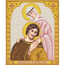 Ткань для вышивания бисером Святые Петр и Феврония, 20x25, Благовест