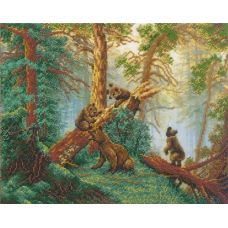 Набор для вышивания бисером Мишки в сосновом лесу, 27x38, Русская искусница