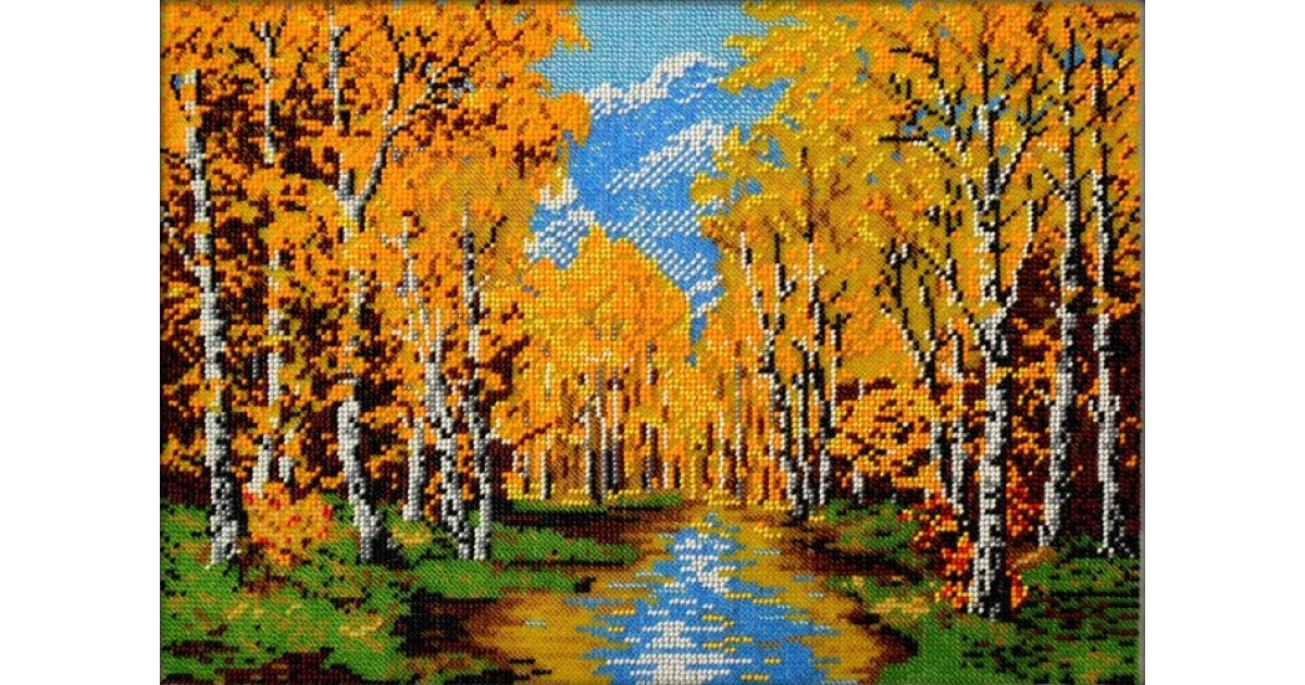 Схема золотой осени. Осенние пейзажи для вышивания. Вышивка крестом Золотая осень. Вышивки бисером Золотая осень. Набор вышивки бисером Золотая осень.