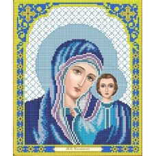 Ткань для вышивания бисером Казанская Божия Матерь в синем, 20x25, Благовест