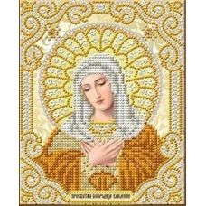 Ткань для вышивания бисером Пресвятая Богородица Умиление в жемчуге и золоте, 14x17, Благовест
