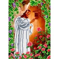 Ткань для вышивания бисером Иисус стучащий в дверь, 37x27, Каролинка