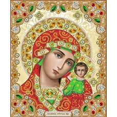Ткань для вышивания бисером Пресвятая Богородица Казанская в жемчуге и кристаллах, 20x25, Благовест