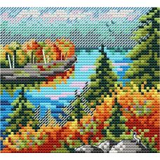 Набор для вышивания крестом Осенний лес, 11x10, Жар-Птица (МП-Студия)
