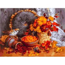 Живопись по номерам Осенние ягоды Екатерины Калиновской, 30x40, Белоснежка