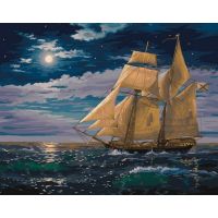 Живопись по номерам Лунная дорожка и шхуна, 40x50, Белоснежка