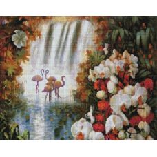 Алмазная мозаика Райский сад, 40x50, полная выкладка, Белоснежка
