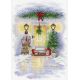 Набор для вышивания крестом Новогодняя дверь, 25x18, МП-Студия, Акварель