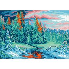 Рисунок на канве Зимний закат, 40x50 (28x40), МП-Студия, СК-021