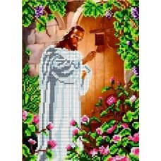 Ткань для вышивания бисером Иисус стучащий в дверь, 18x25, Каролинка