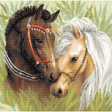 Алмазная мозаика Пара лошадей, 40x40, полная выкладка, Риолис