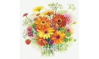 Алмазная мозаика Акварельные герберы, 30x30, полная выкладка, Риолис