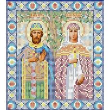 Ткань для вышивания бисером Святые Петр и Феврония, 17,5x20, Каролинка