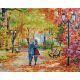 Алмазная мозаика Осенний парк, скамейка, двое, 40x50, полная выкладка, Белоснежка