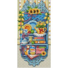 Мозаика стразами Полочка с лимонами, 60x30, полная выкладка, Алмазная живопись