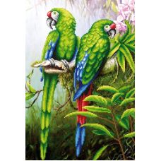 Ткань для вышивания бисером Пара попугаев, 39x27, Магия канвы