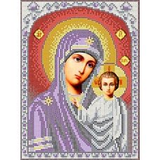 Ткань для вышивания бисером Богородица Казанская, 18,5x24,6, Каролинка