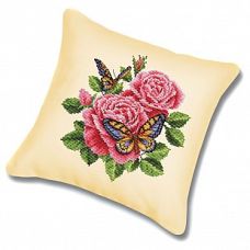 Набор для вышивания крестом Подушка Бабочки и розы, 45x45, Белоснежка