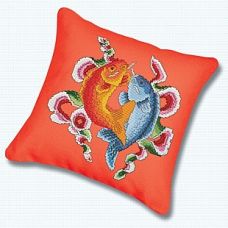 Набор для вышивания крестом Подушка Цветные рыбы, 45x45, Белоснежка