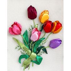 Набор для вышивания лентами, Тюльпаны, 34x41, Любава