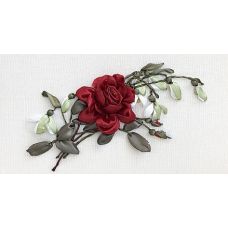 Набор для вышивания лентами, Бордовая роза, 18x31, Любава