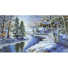 Набор для вышивания крестом Зимняя речка, 35x57, Белоснежка