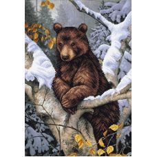 Ткань для вышивания бисером Медведь на дереве, 39x27, Магия канвы