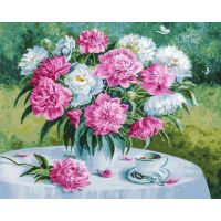 Живопись по номерам Роскошные пионы, 40x50, Белоснежка