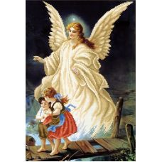 Ткань для вышивания бисером Ангел с детьми, 39x27, Магия канвы