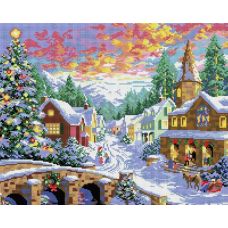 Алмазная мозаика Рождественская ночь, 40x50, полная выкладка, Белоснежка