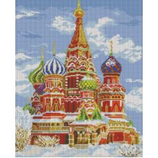 Алмазная мозаика Храм Василия Блаженного, 40x50, полная выкладка, Белоснежка