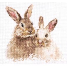 Набор для вышивания крестом Милые кролики, 14x14, Алиса