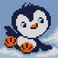 Алмазная мозаика на магнитной основе Пингвин, 10x10, полная выкладка, Вышиваем бисером