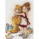 Набор для вышивания крестом Девочка с мишкой, 21x15, Жар-Птица (МП-Студия)