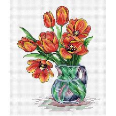 Набор для вышивания крестом Весенние тюльпаны, 18x15, Жар-Птица (МП-Студия)