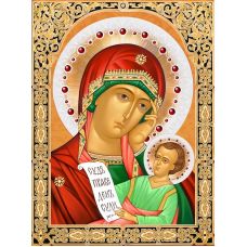 Мозаика стразами Икона Богородица Утоли Мои Печали, 30x40, полная выкладка, Алмазная живопись