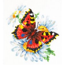 Набор для вышивания крестом Бабочка и ромашка, 17x18, Чудесная игла